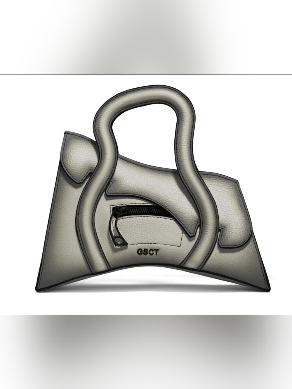 GSCT Light Gray Leather Top-Handle Bag